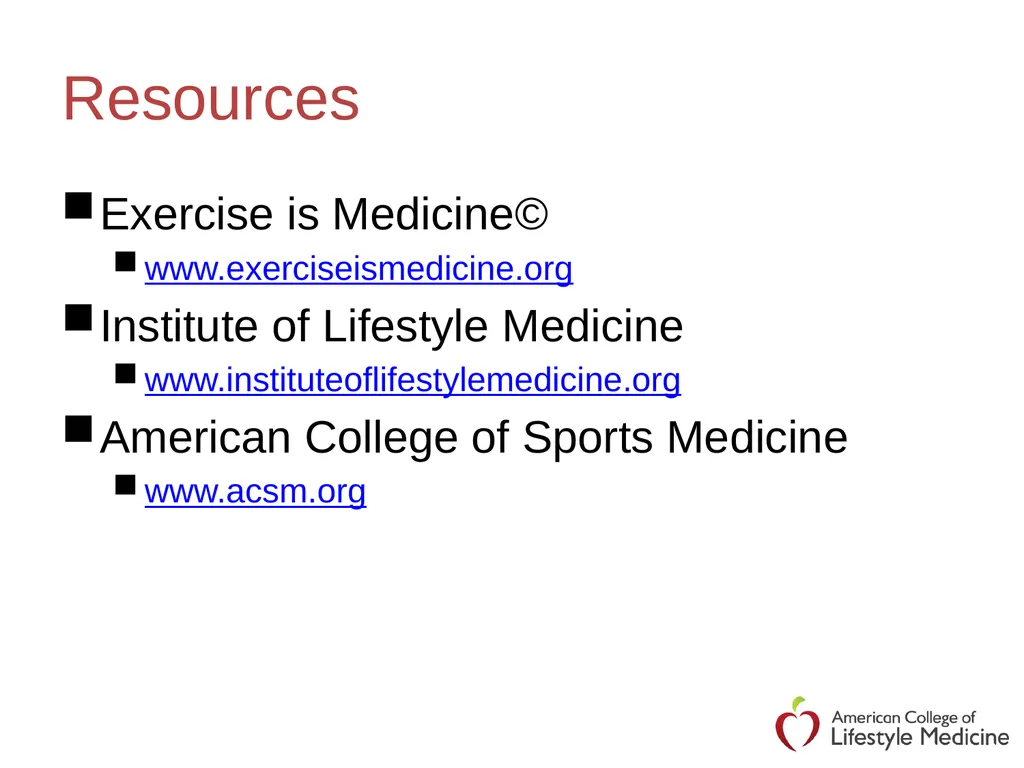 Lifestyle Medicine: Exercise Professionals in - slide 40 of 42