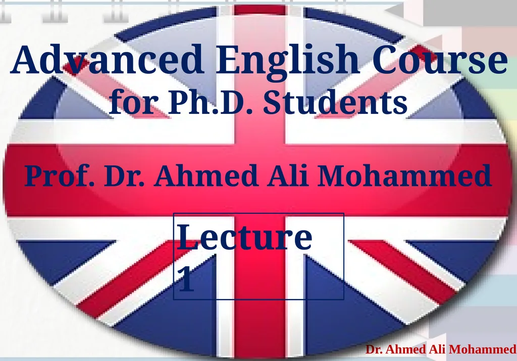 Advanced English Course for Ph.D. Students Prof. - slide 1 of 19