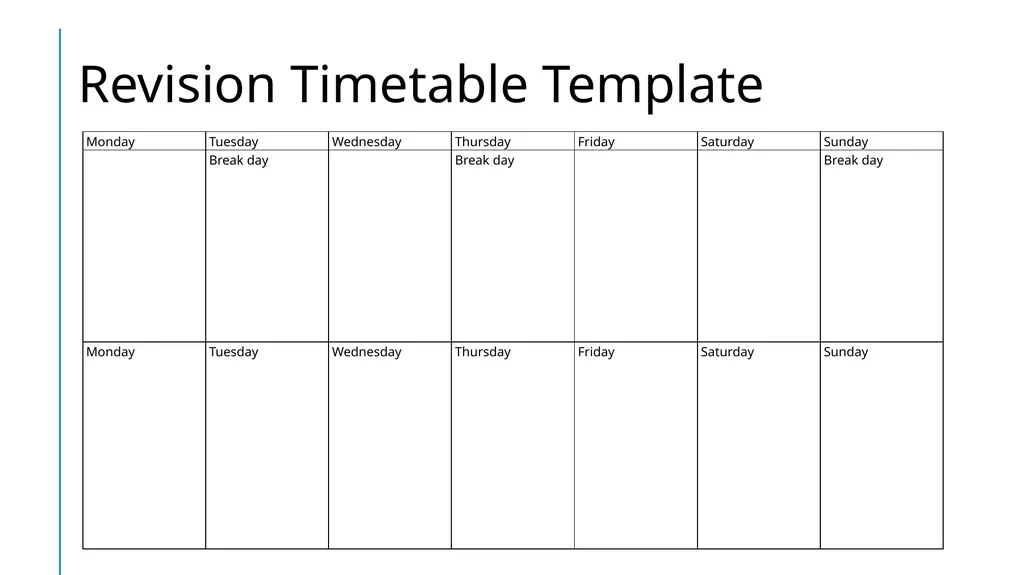 Creating a Revision Timetable What does an - slide 8 of 10