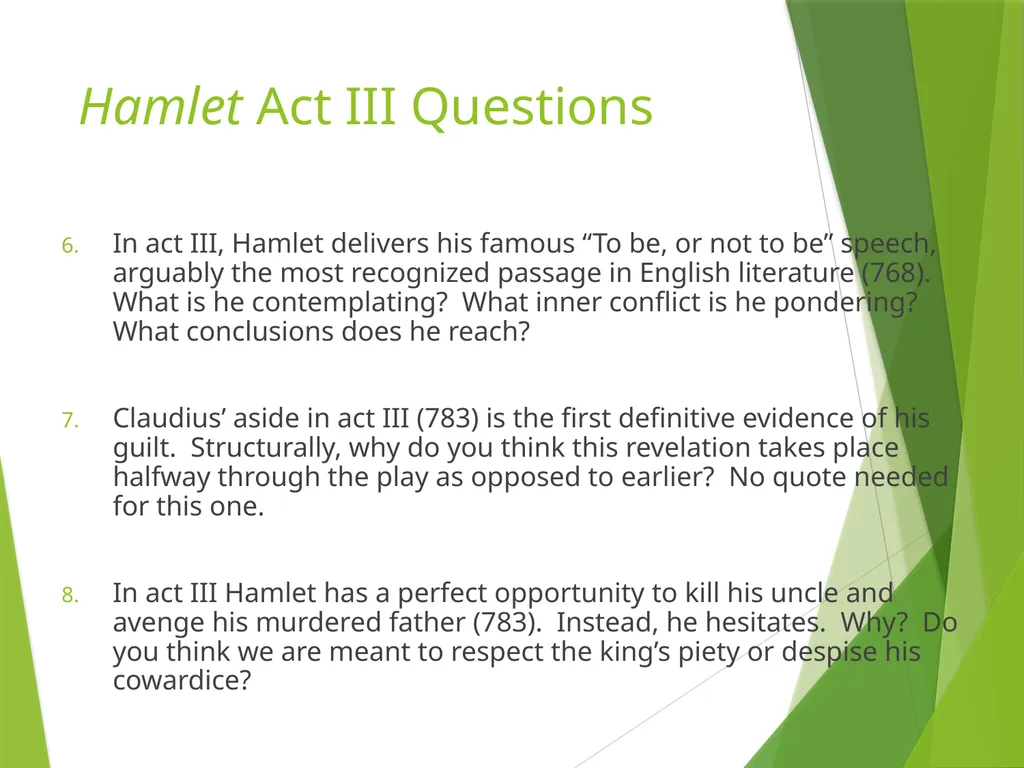 Hamlet Pre-Reading Questions What would it feel - slide 7 of 9