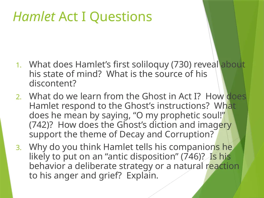 Hamlet Pre-Reading Questions What would it feel - slide 5 of 9