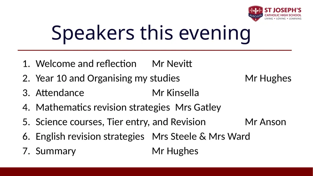 Year 10 Study Skills Evening Thursday 12th - slide 2 of 51