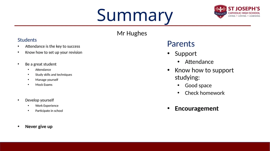 Year 10 Study Skills Evening Thursday 12th - slide 50 of 51