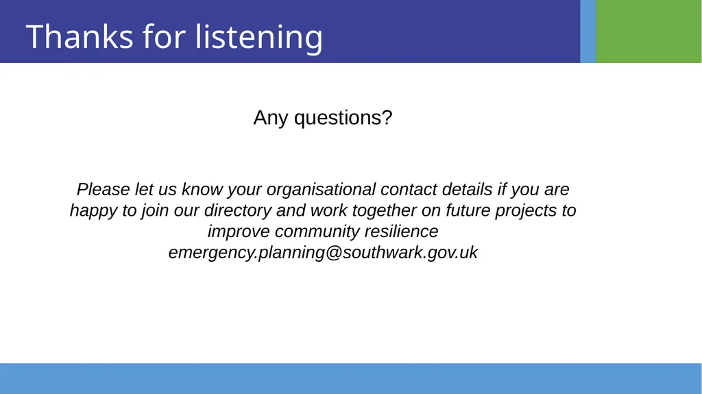 Southwark Emergency Planning Team & Community - slide 11 of 11