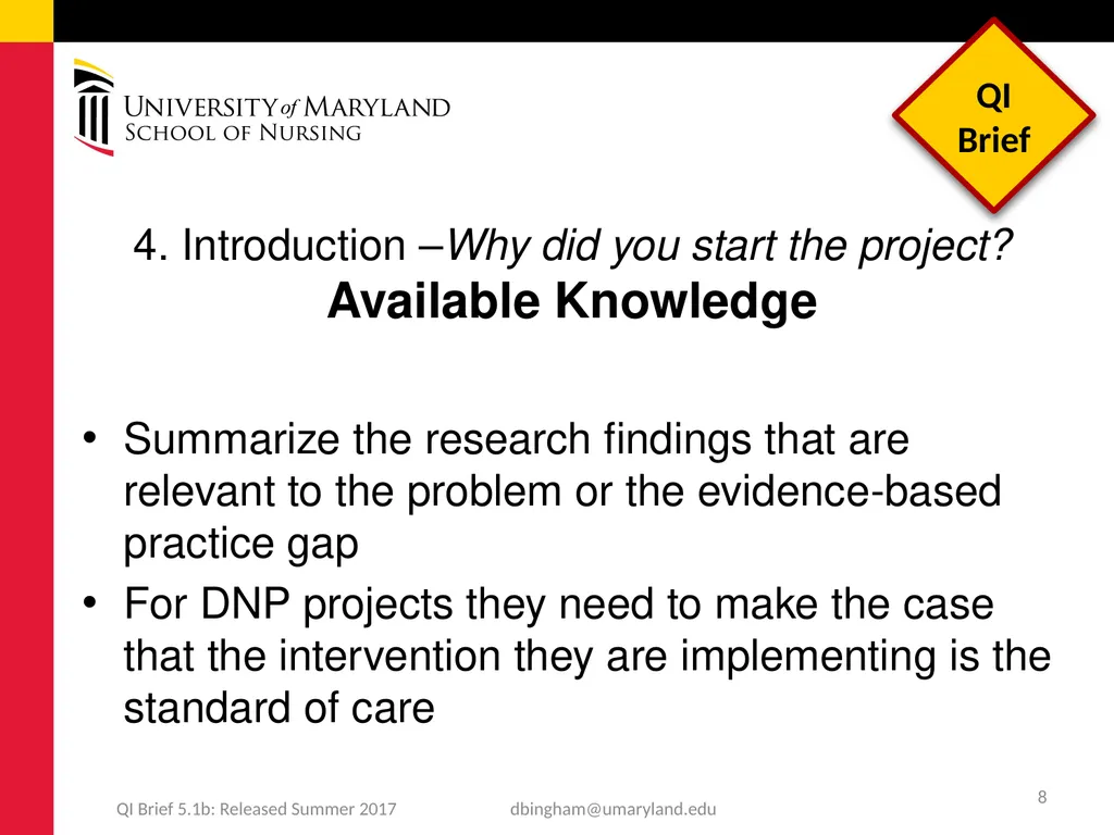Standards for QUality Improvement Reporting - slide 8 of 24