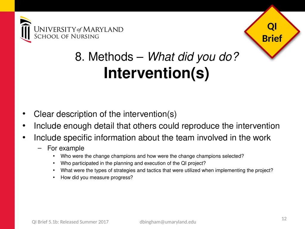 Standards for QUality Improvement Reporting - slide 12 of 24