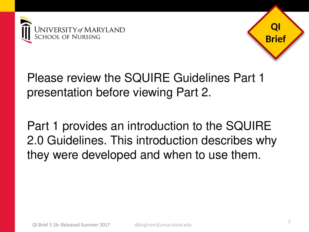 Standards for QUality Improvement Reporting - slide 3 of 24