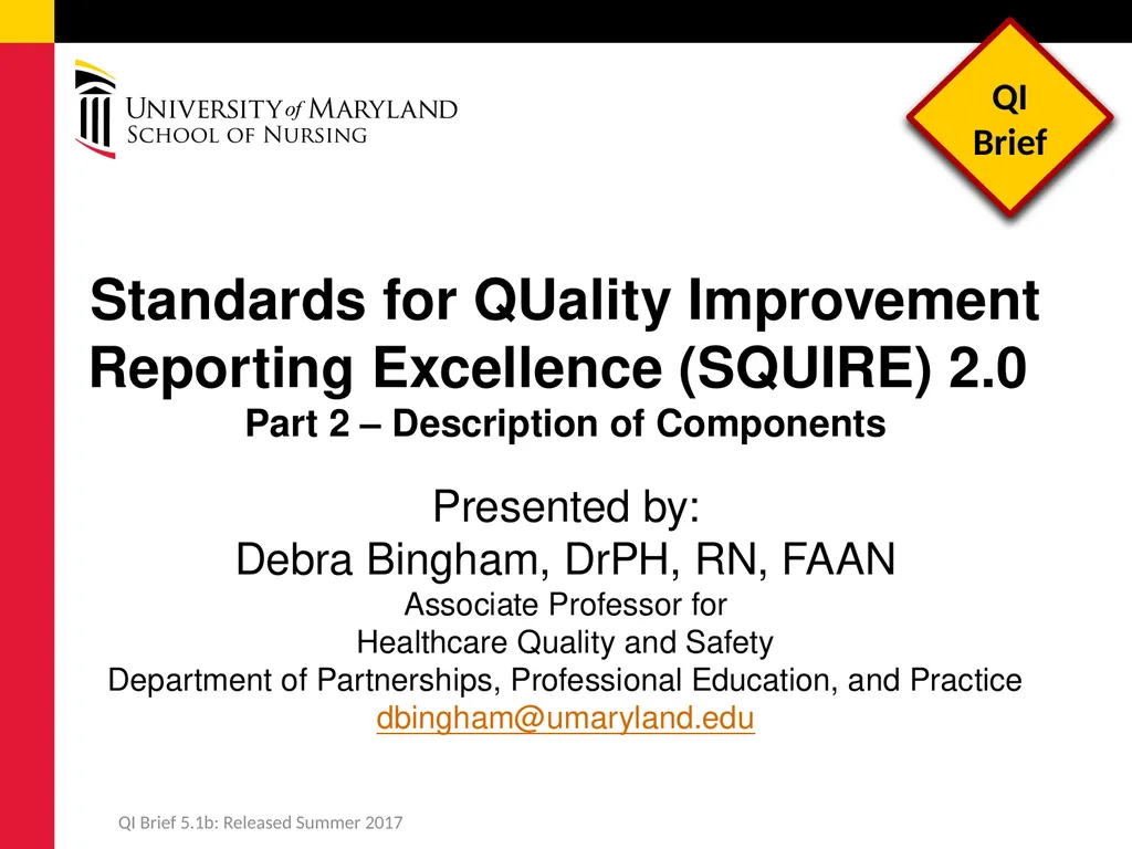 Standards for QUality Improvement Reporting - slide 1 of 24