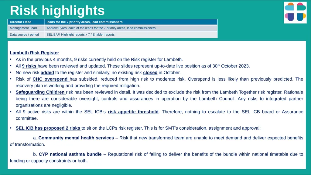 Lambeth Together Integrated Assurance Report 14 - slide 39 of 46