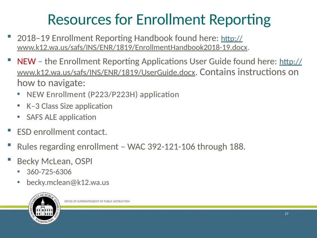 Enrollment Reporting for the 2018–19 School Year - slide 27 of 44