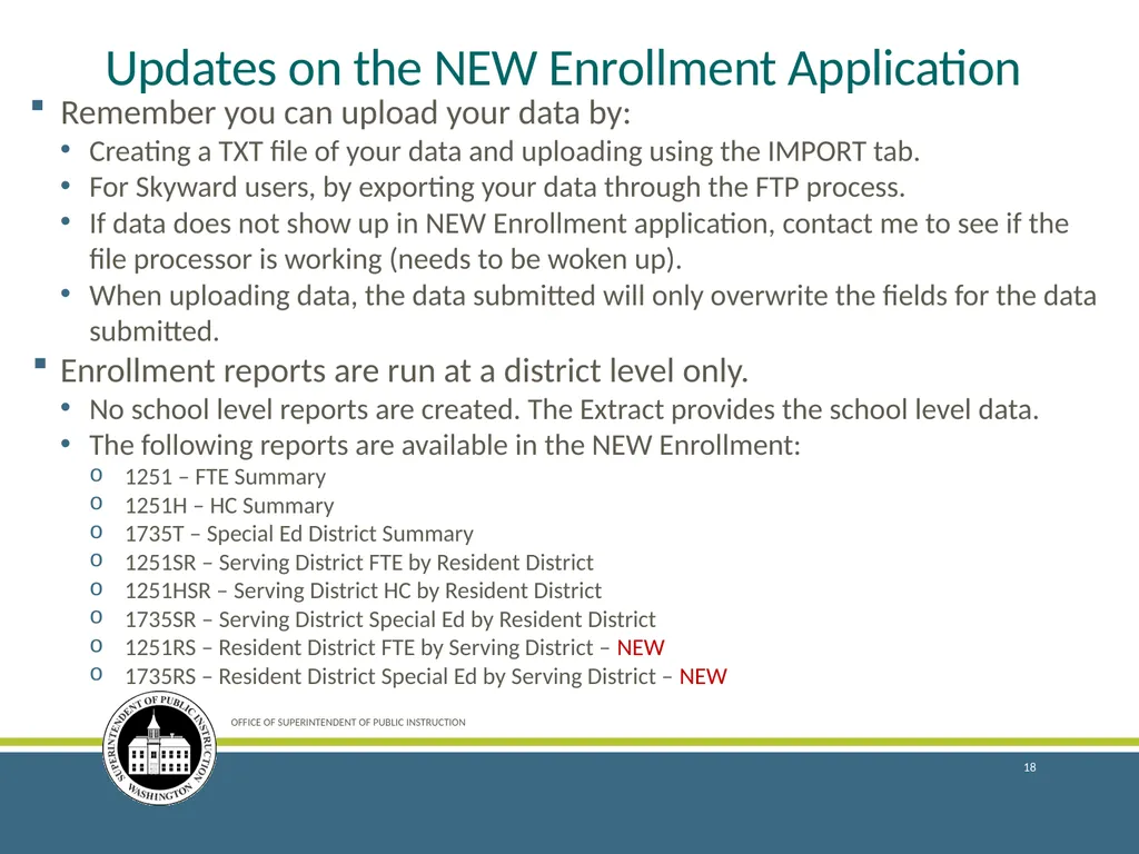 Enrollment Reporting for the 2018–19 School Year - slide 18 of 44