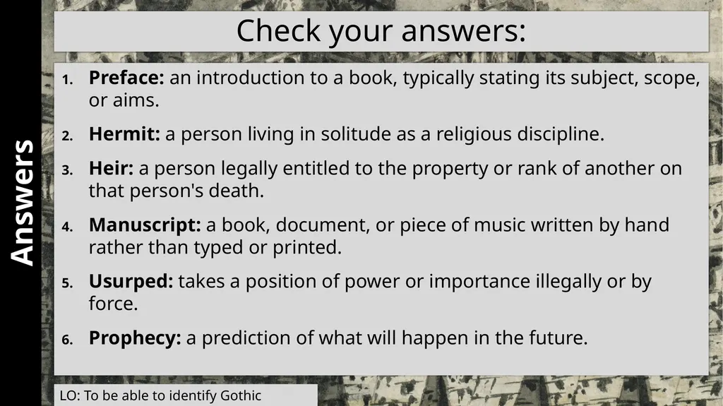 Gothic LTM Starter What can you remember about the - slide 3 of 14