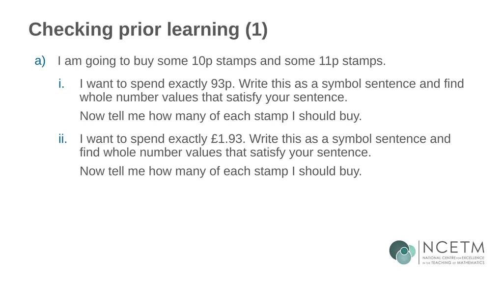 Generalising relationships using algebraic - slide 10 of 37