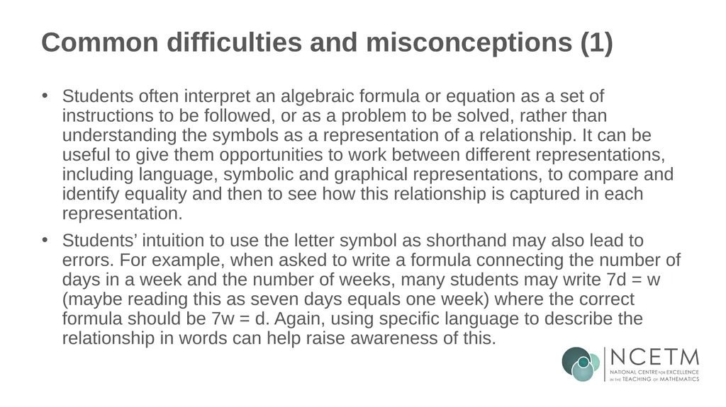 Generalising relationships using algebraic - slide 13 of 37