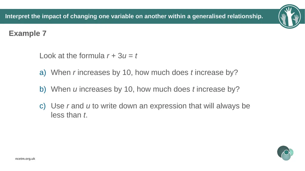 Generalising relationships using algebraic - slide 27 of 37