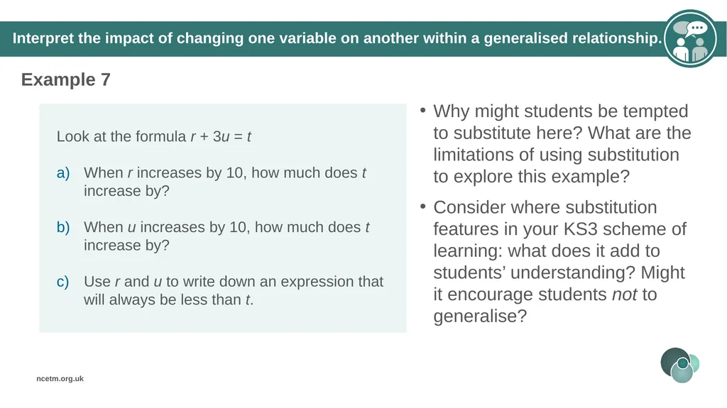 Generalising relationships using algebraic - slide 28 of 37
