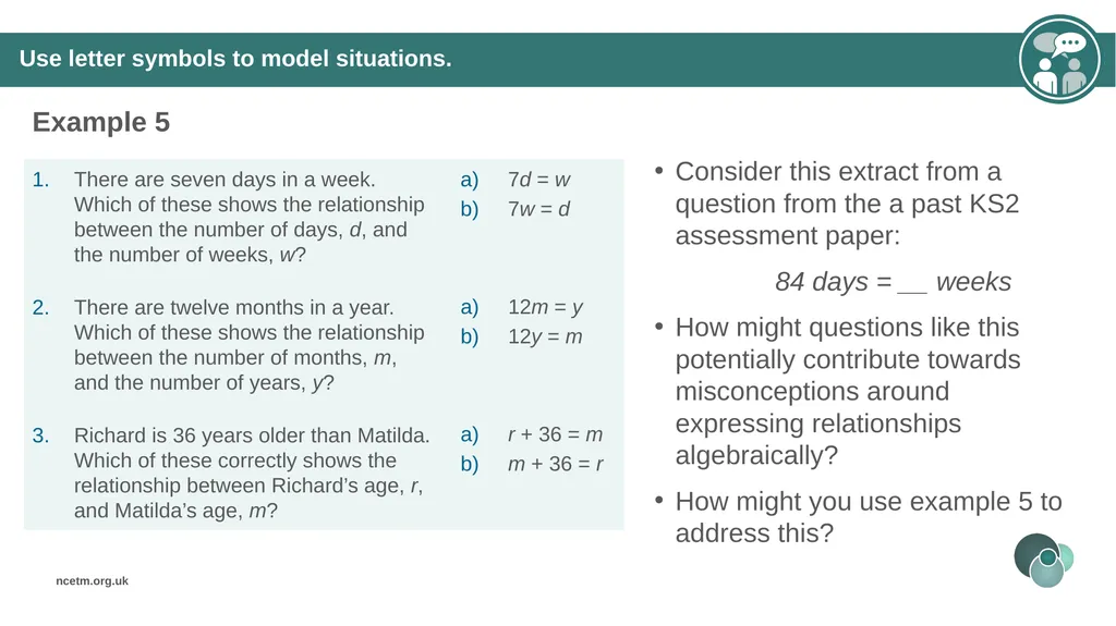 Generalising relationships using algebraic - slide 24 of 37