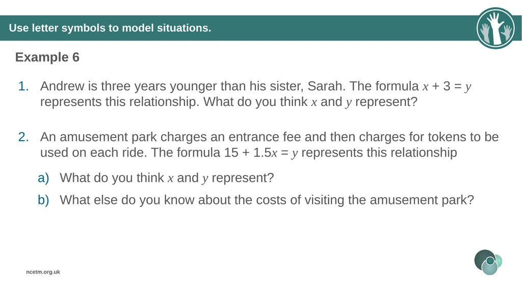 Generalising relationships using algebraic - slide 25 of 37