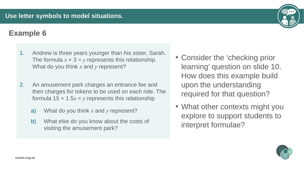 Generalising relationships using algebraic - slide 26 of 37