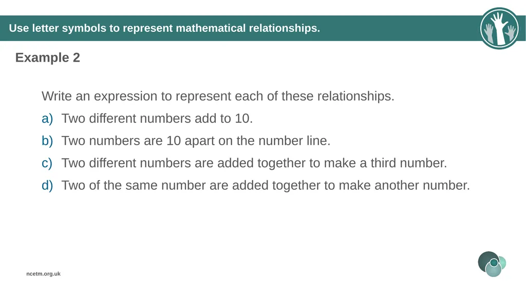 Generalising relationships using algebraic - slide 17 of 37