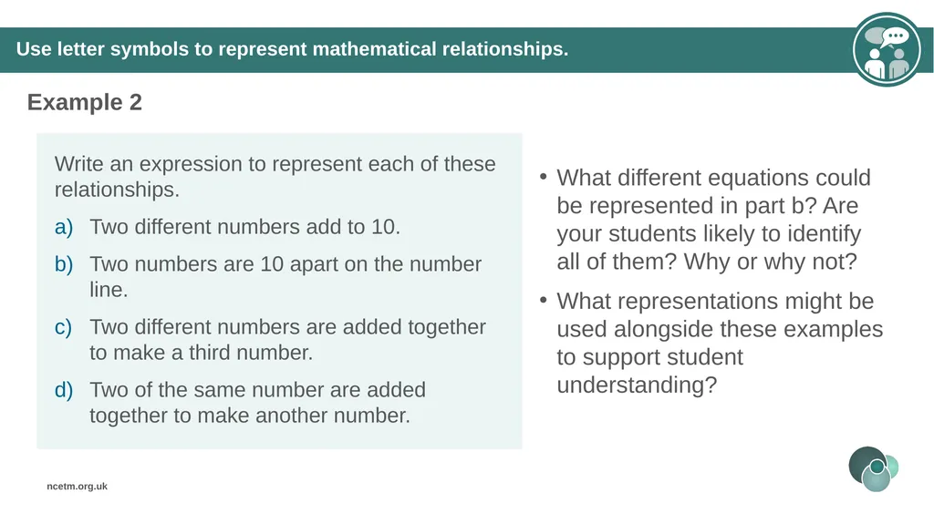 Generalising relationships using algebraic - slide 18 of 37