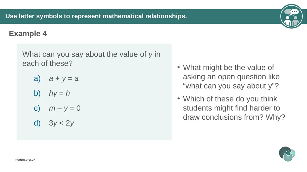 Generalising relationships using algebraic - slide 22 of 37