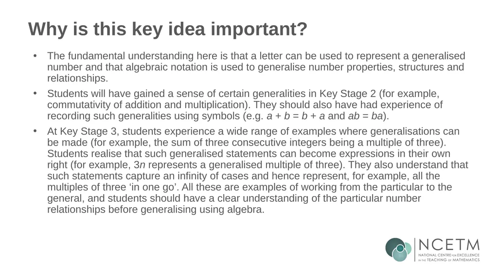 Generalising relationships using algebraic - slide 7 of 37