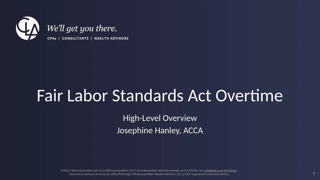 High-Level Overview Josephine Hanley, ACCA Fair - slide 1 of 22