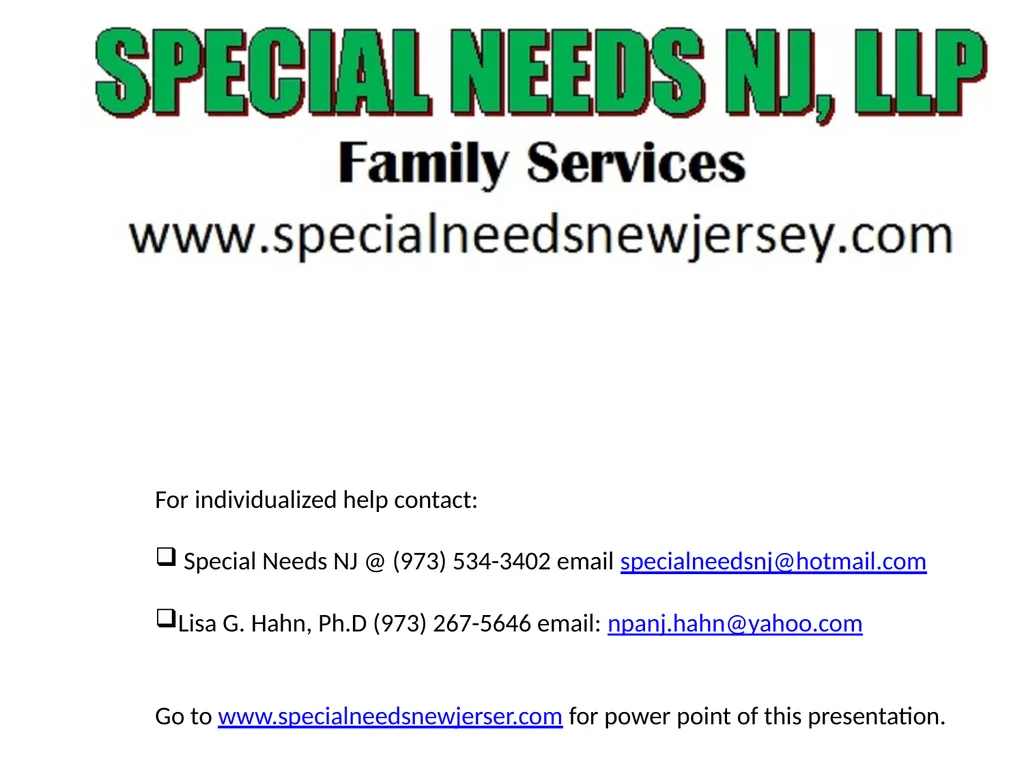 Special Needs NJ, LLP Family Services: for - slide 39 of 39