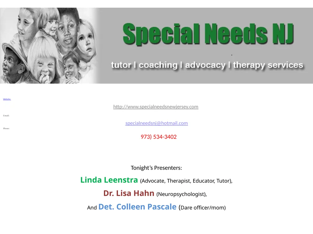 Special Needs NJ, LLP Family Services: for - slide 2 of 39