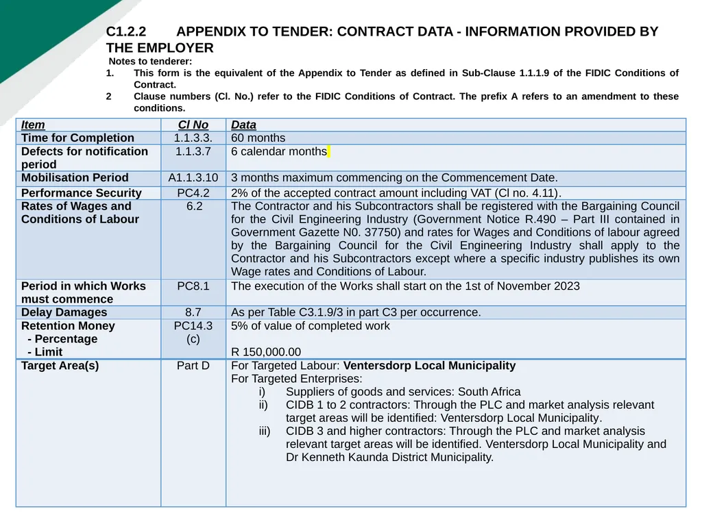 TENDERER’S CLARIFICATION BRIEFING PRESENTATION - slide 38 of 58