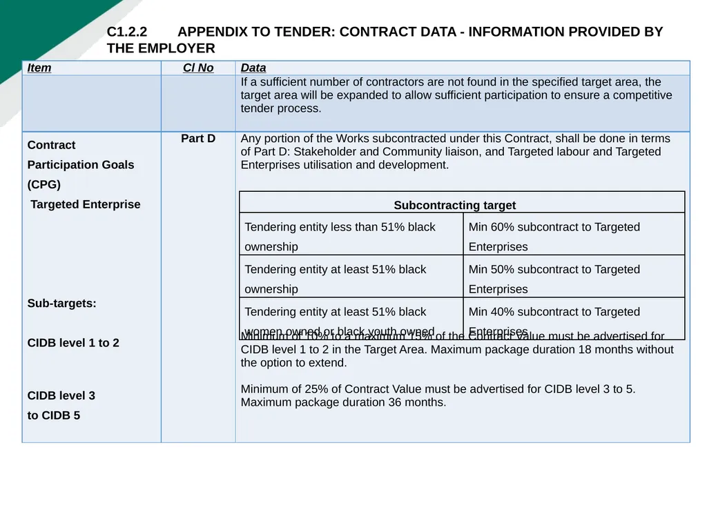 TENDERER’S CLARIFICATION BRIEFING PRESENTATION - slide 39 of 58