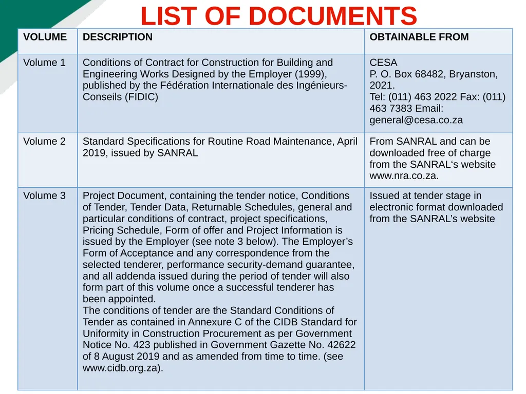 TENDERER’S CLARIFICATION BRIEFING PRESENTATION - slide 3 of 58