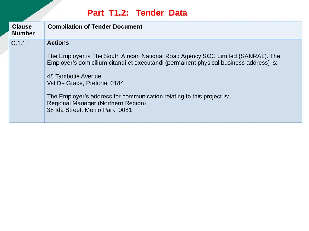 TENDERER’S CLARIFICATION BRIEFING PRESENTATION - slide 12 of 58