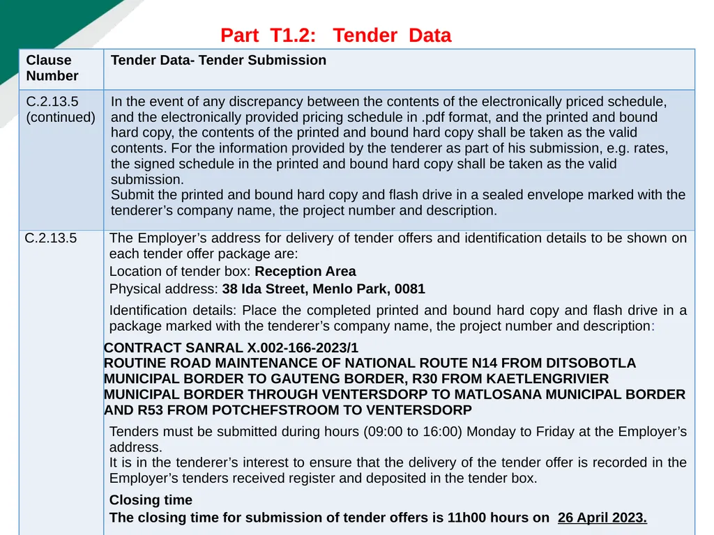 TENDERER’S CLARIFICATION BRIEFING PRESENTATION - slide 15 of 58