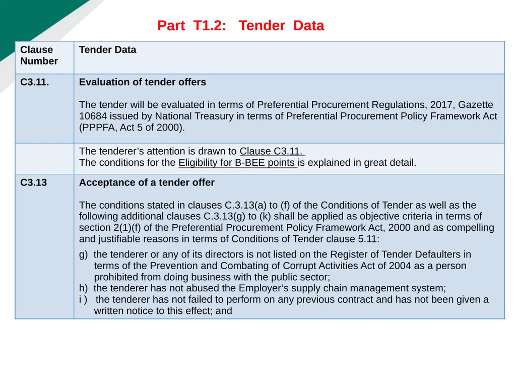 TENDERER’S CLARIFICATION BRIEFING PRESENTATION - slide 26 of 58
