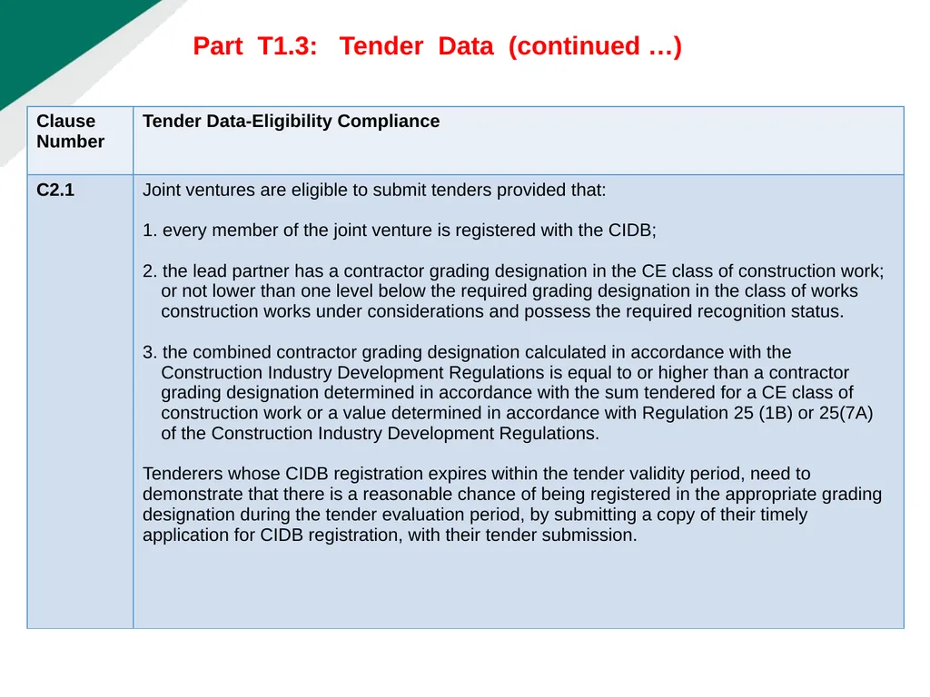 TENDERER’S CLARIFICATION BRIEFING PRESENTATION - slide 18 of 58