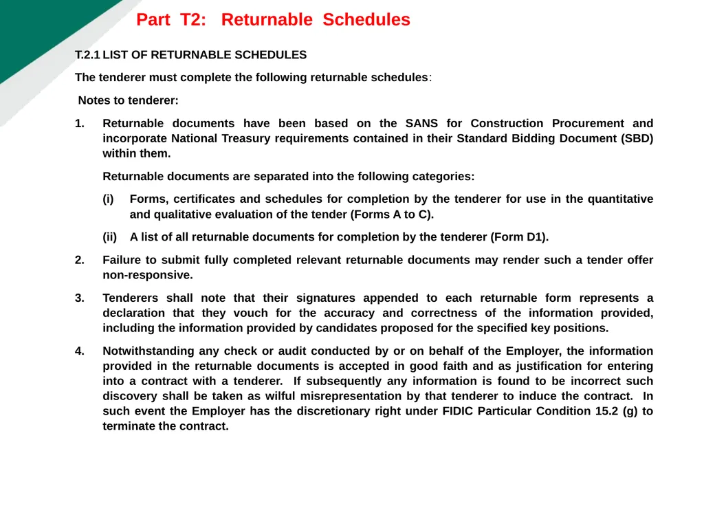 TENDERER’S CLARIFICATION BRIEFING PRESENTATION - slide 31 of 58