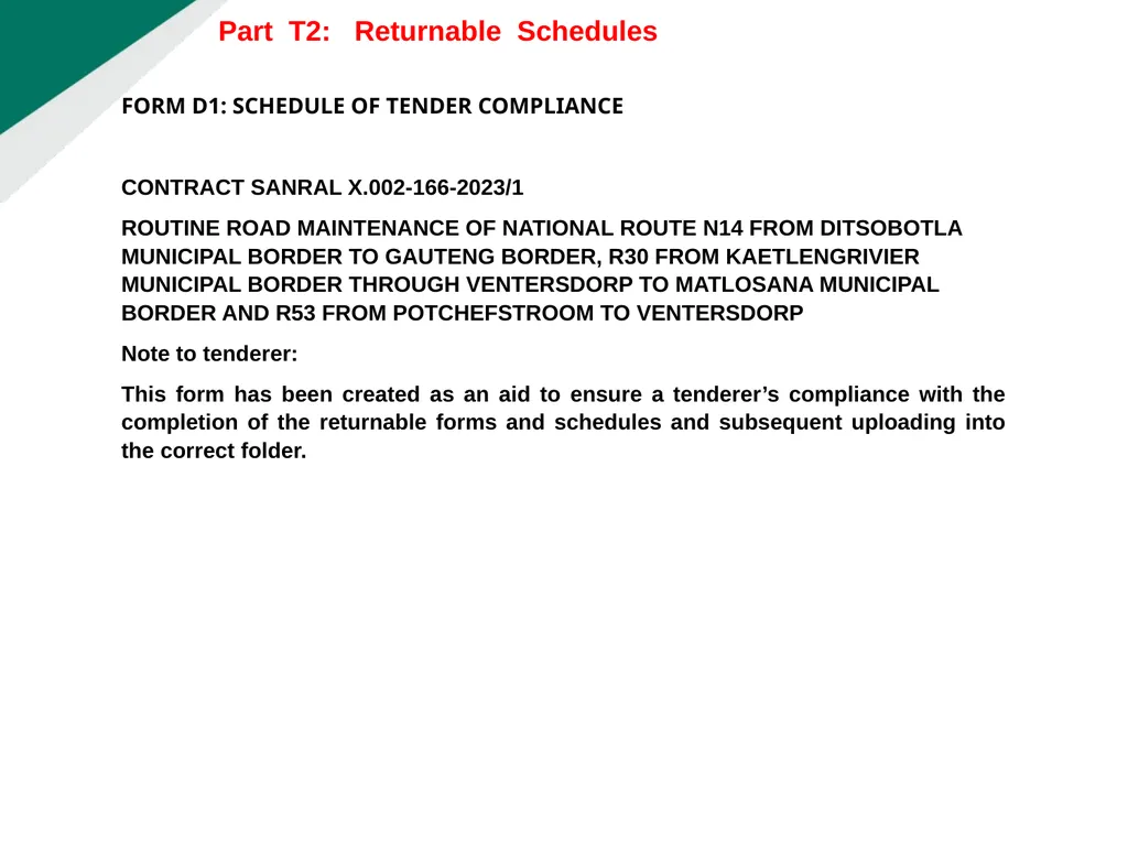 TENDERER’S CLARIFICATION BRIEFING PRESENTATION - slide 32 of 58