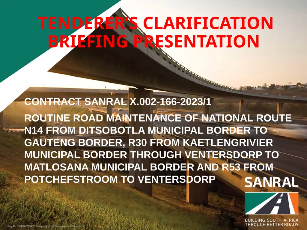 TENDERER’S CLARIFICATION BRIEFING PRESENTATION - slide 1 of 58
