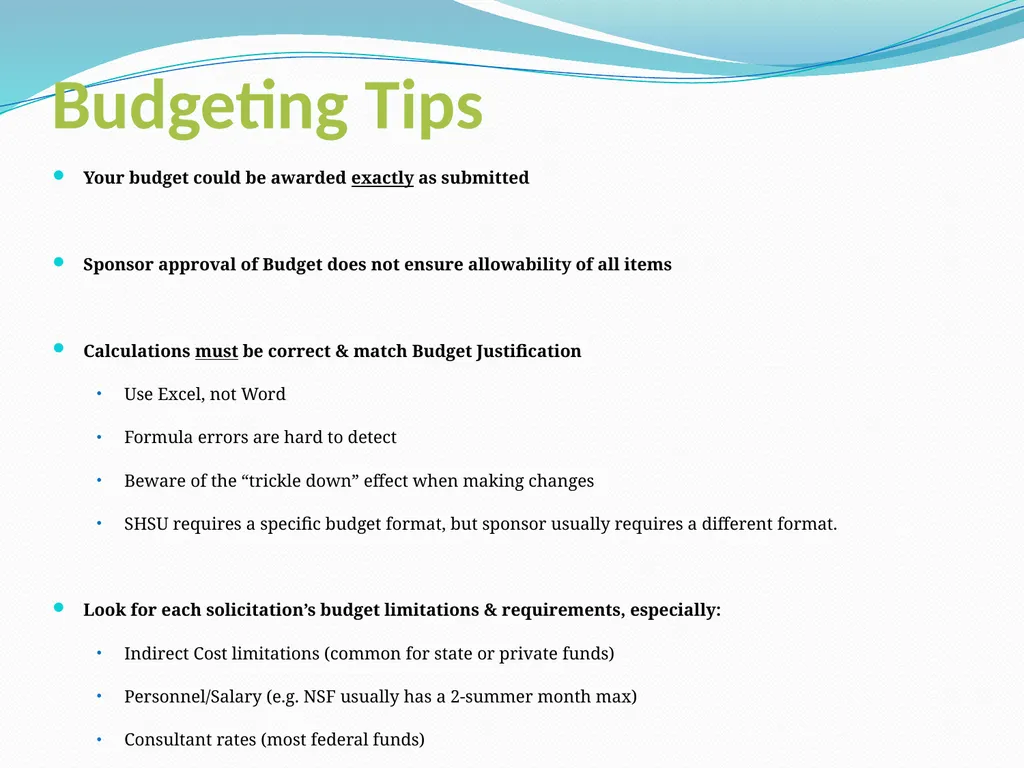 Budgeting Externally Sponsored Research Proposals - slide 41 of 47
