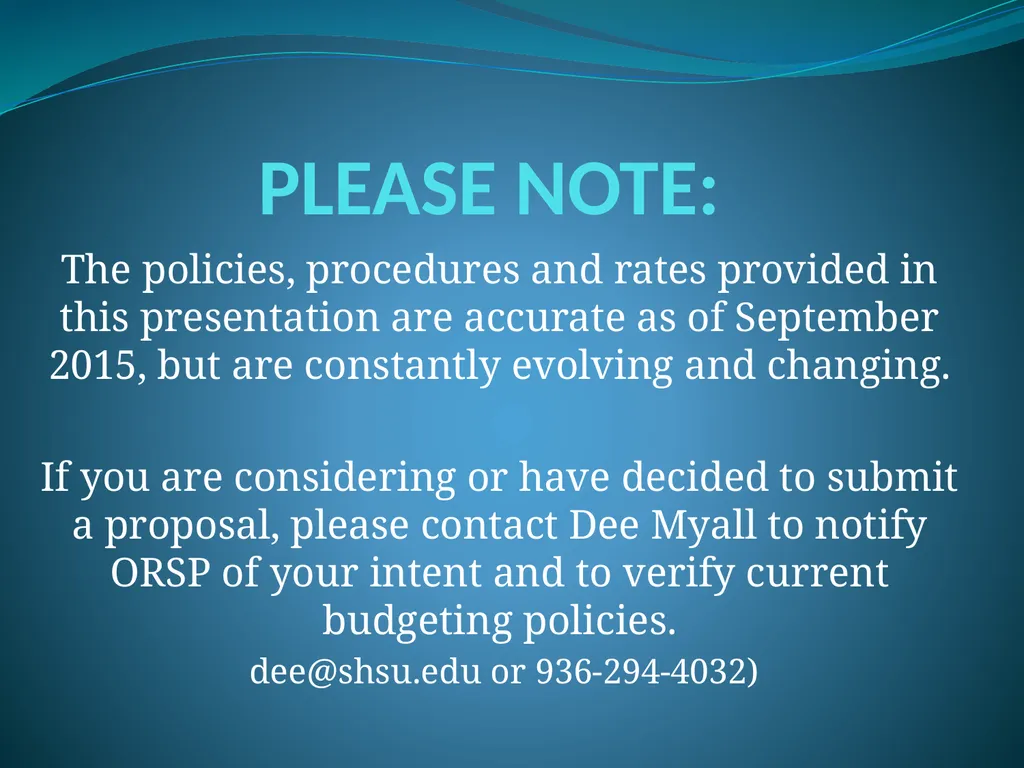 Budgeting Externally Sponsored Research Proposals - slide 3 of 47
