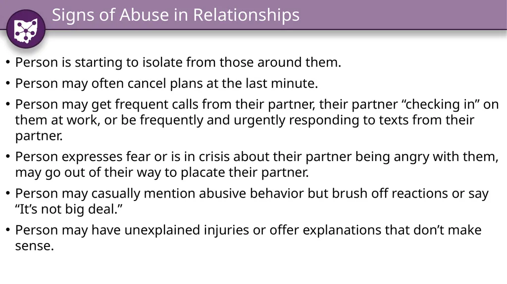 Identifying and Responding to Domestic Violence: - slide 23 of 34