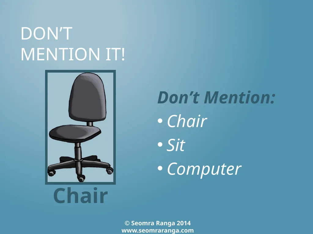 Don’t Mention It! A fun language game where - slide 14 of 31