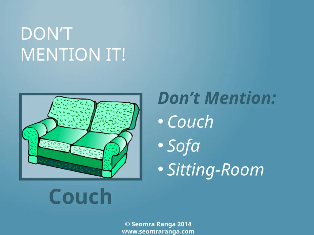 Don’t Mention It! A fun language game where - slide 28 of 31