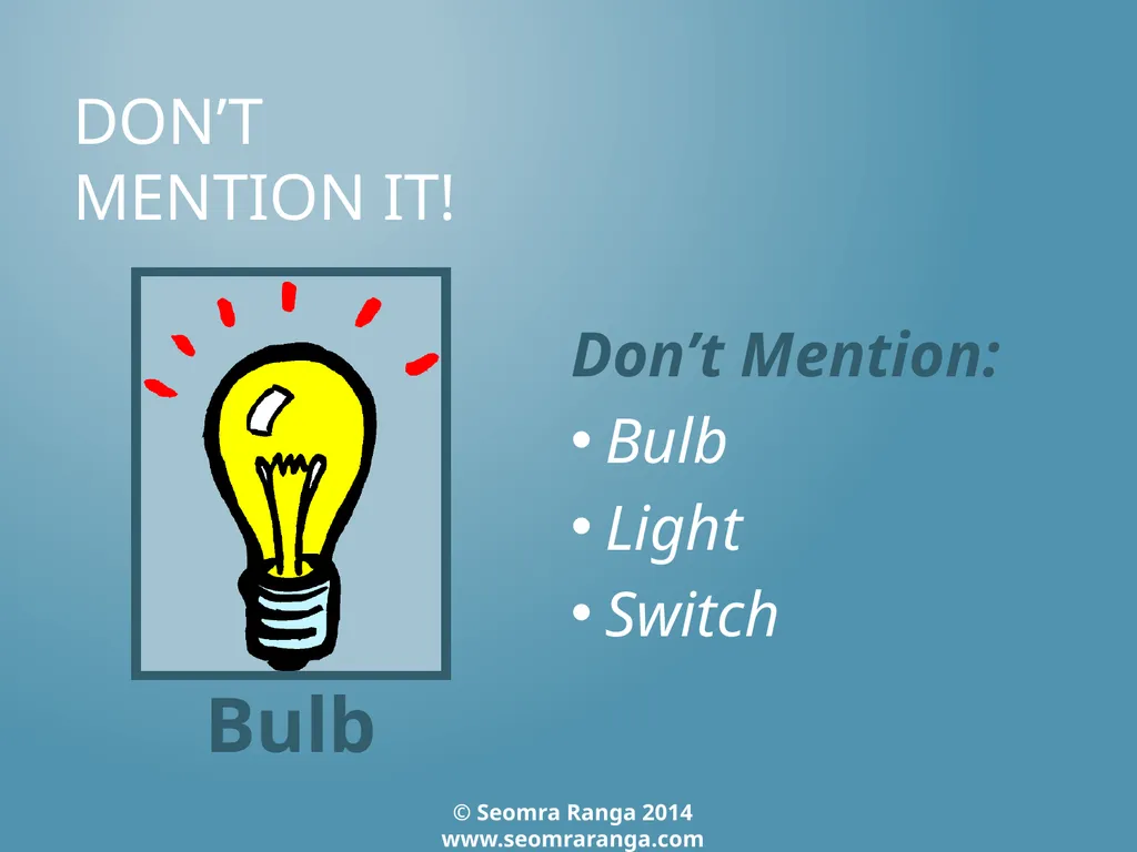 Don’t Mention It! A fun language game where - slide 5 of 31