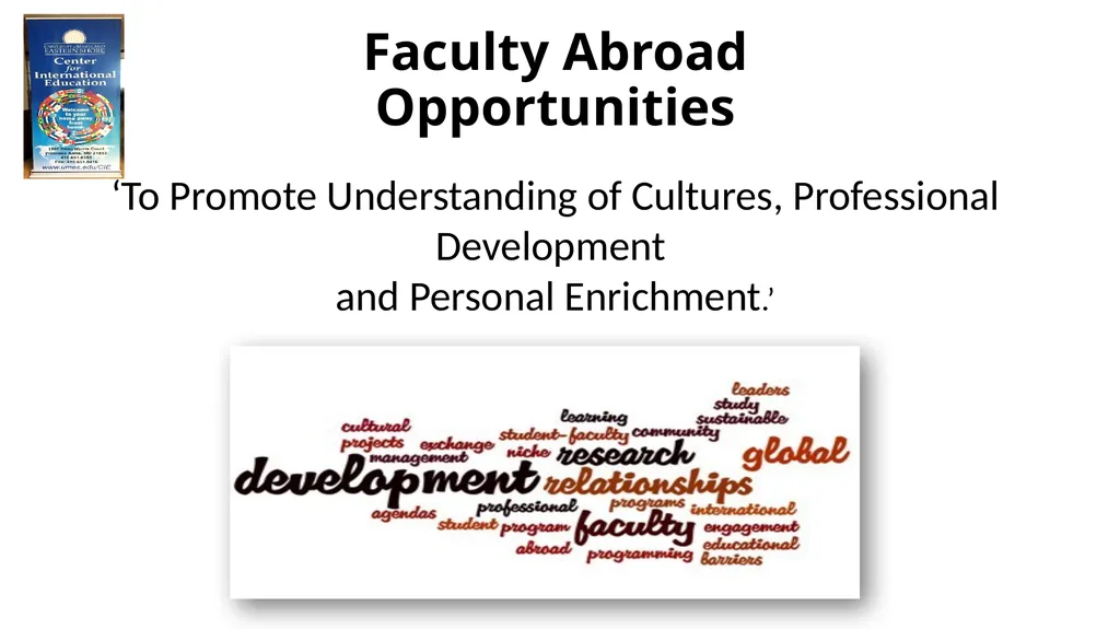 Faculty Abroad Opportunities ‘To Promote