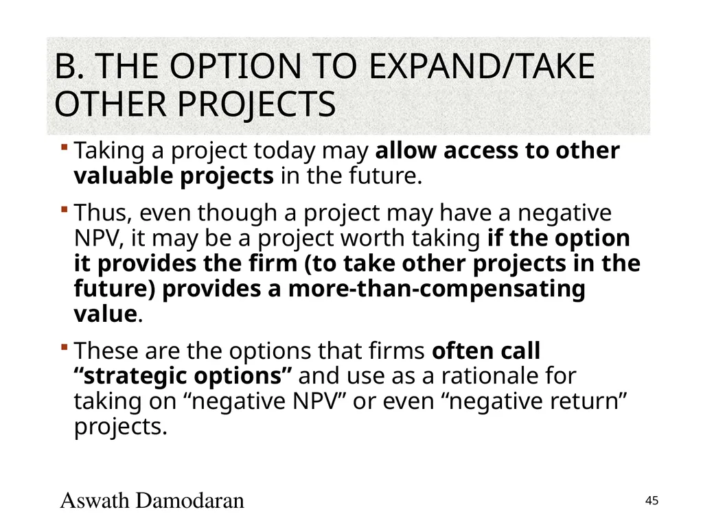 Valuation: Packet 3 Real Options, Acquisition - slide 45 of 159