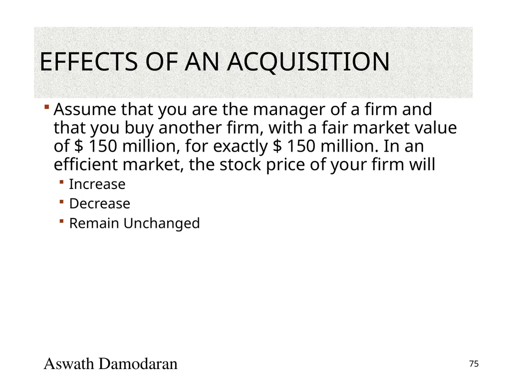 Valuation: Packet 3 Real Options, Acquisition - slide 75 of 159