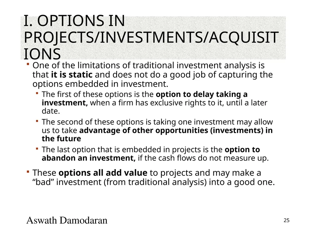 Valuation: Packet 3 Real Options, Acquisition - slide 25 of 159